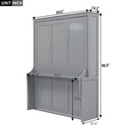 Queen Size Murphy Bed with Fold-Down Desk Shelf, Gray