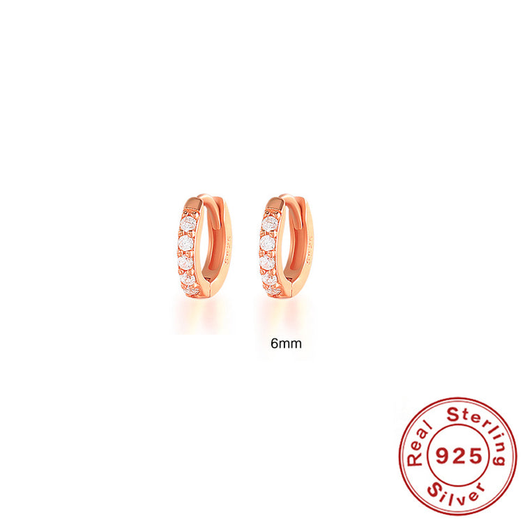 Round Stud Earrings in 925 Sterling Silver – Multiple Colors & Sizes