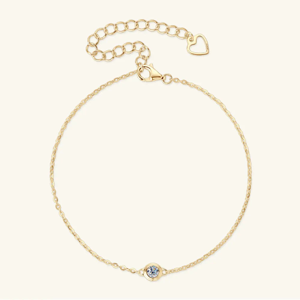 Moissanite Sterling Silver Bracelet – 16.5 cm + 5 cm Extension