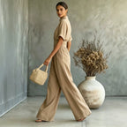 Unisex High-Neck Wide-Leg Jumpsuit