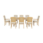 TOPMAX Extendable 84" Dining Table Set with 8 Upholstered Chairs, 9-Piece, Beige Brown