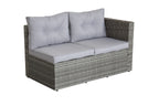 4 Piece Patio Sectional Wicker Rattan Outdoor Furniture Sofa Set with Storage Box Grey