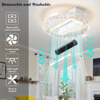 19.7-Inch White Ceiling Fan with Dimmable LED Light