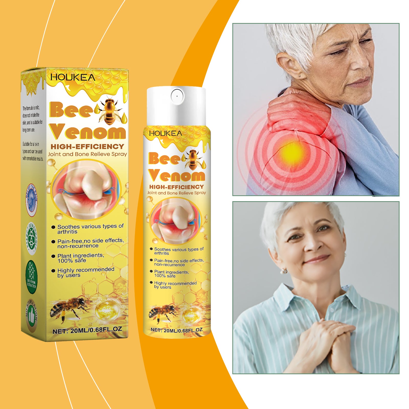 Houkea Joint Care Spray Daily Exercise Body Knee Wrist Arm Care Massage Treatment Spray
