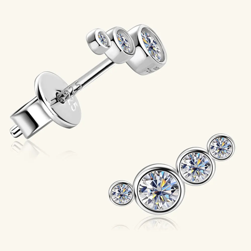 Moissanite Sterling Silver Stud Earring – 9.4 mm, Single