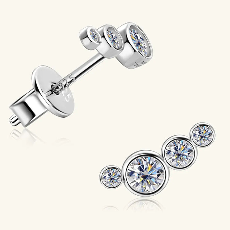 Moissanite Sterling Silver Stud Earring – 9.4 mm, Single