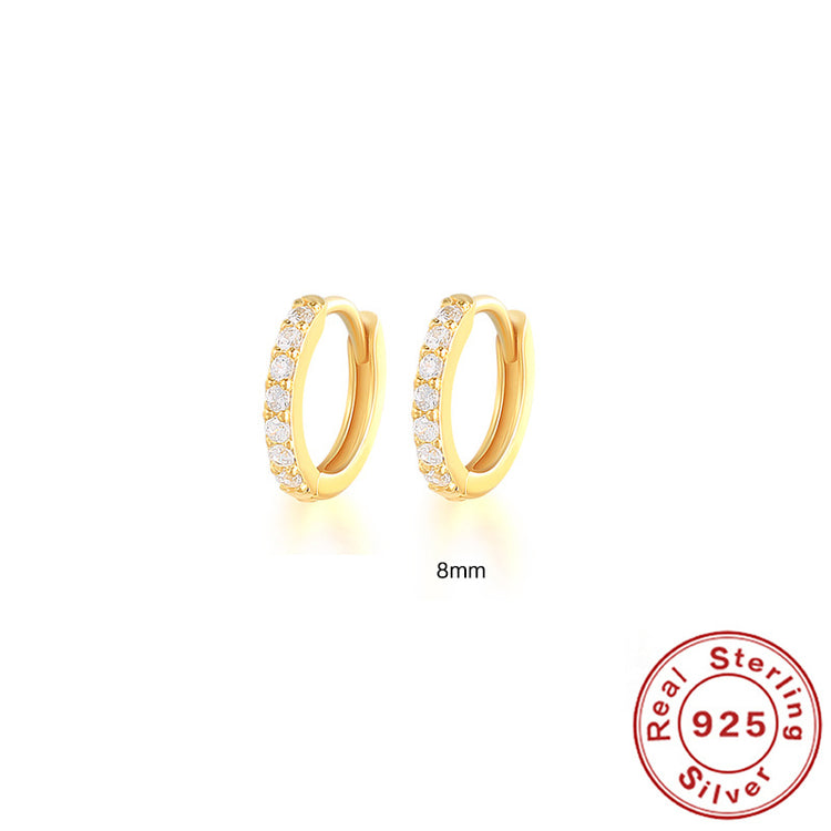 Round Stud Earrings in 925 Sterling Silver – Multiple Colors & Sizes