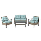 Patio Furniture, Outdoor Furniture, Seasonal PE Wicker Furniture, Four Set Wicker Furniture With Black Metal Table
