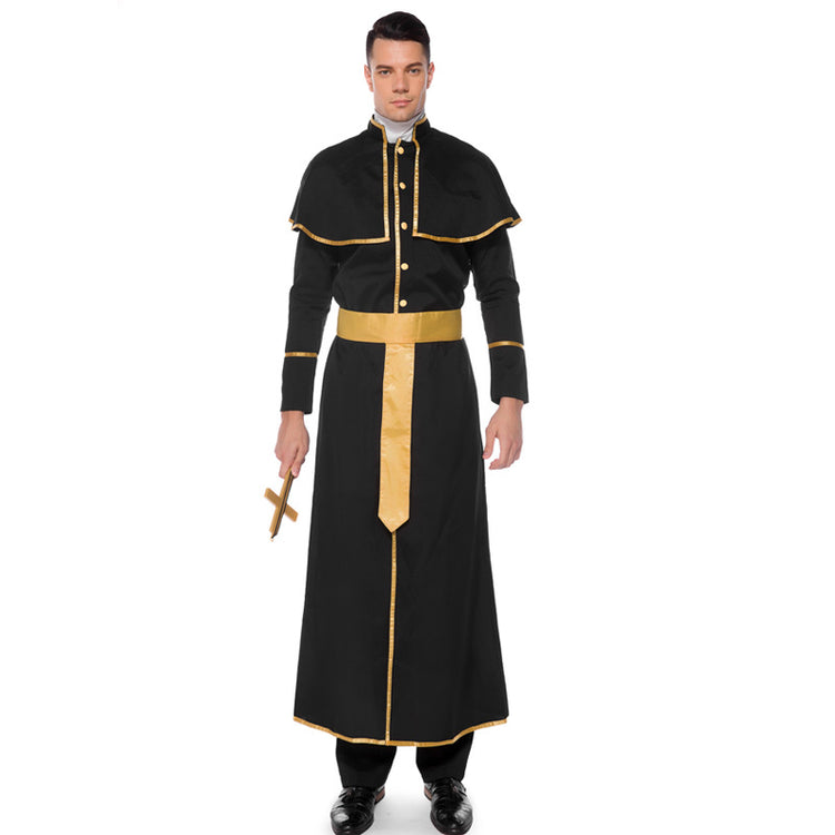 Men's Black Long-Sleeve Costume Robe