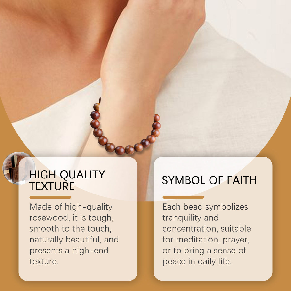 Rosewood Beaded Bracelet | Unisex Natural Wood