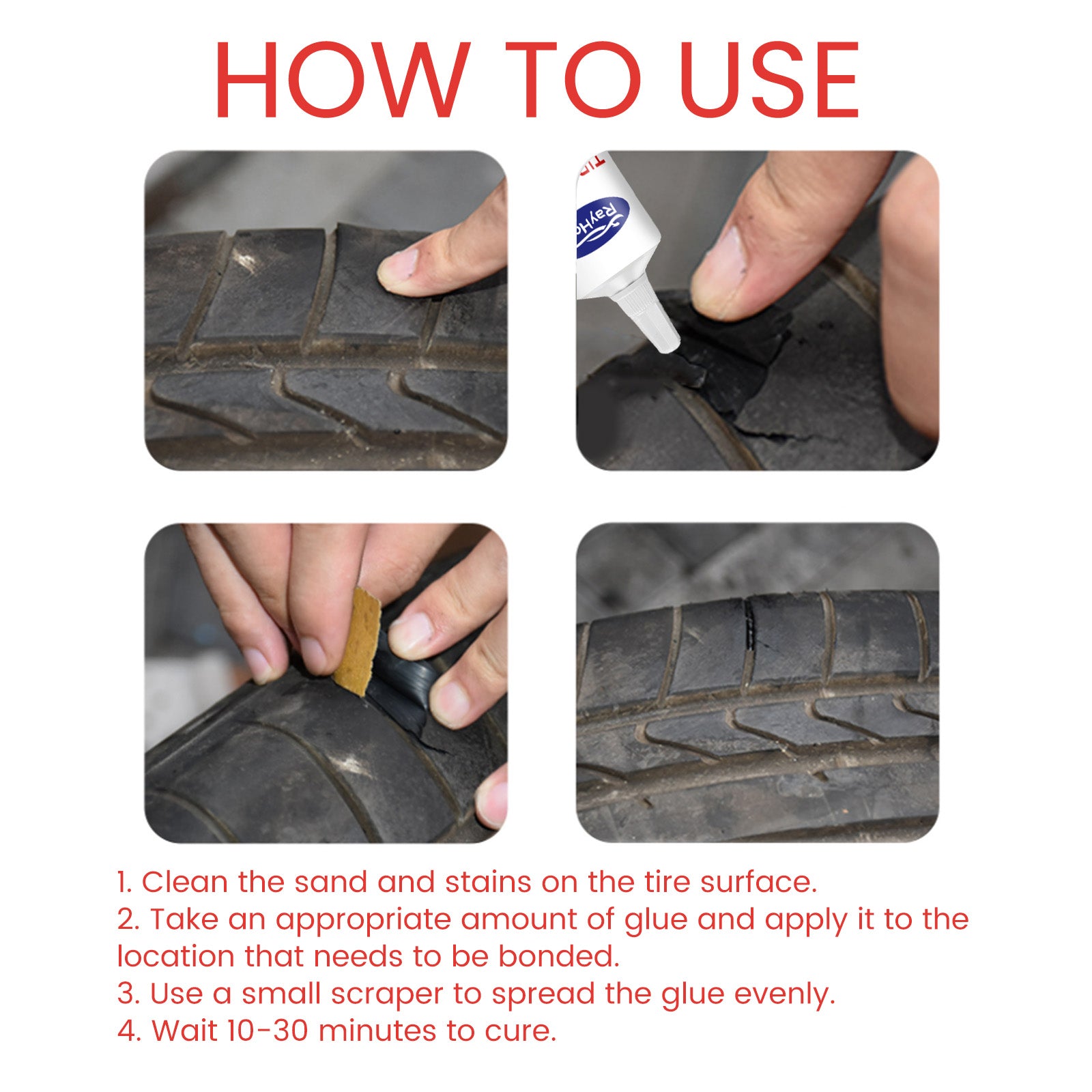 Rayhong Tire Glue, Soft Repair Glue For Repairing Cracks And Scratches On The Side Of Car Tires