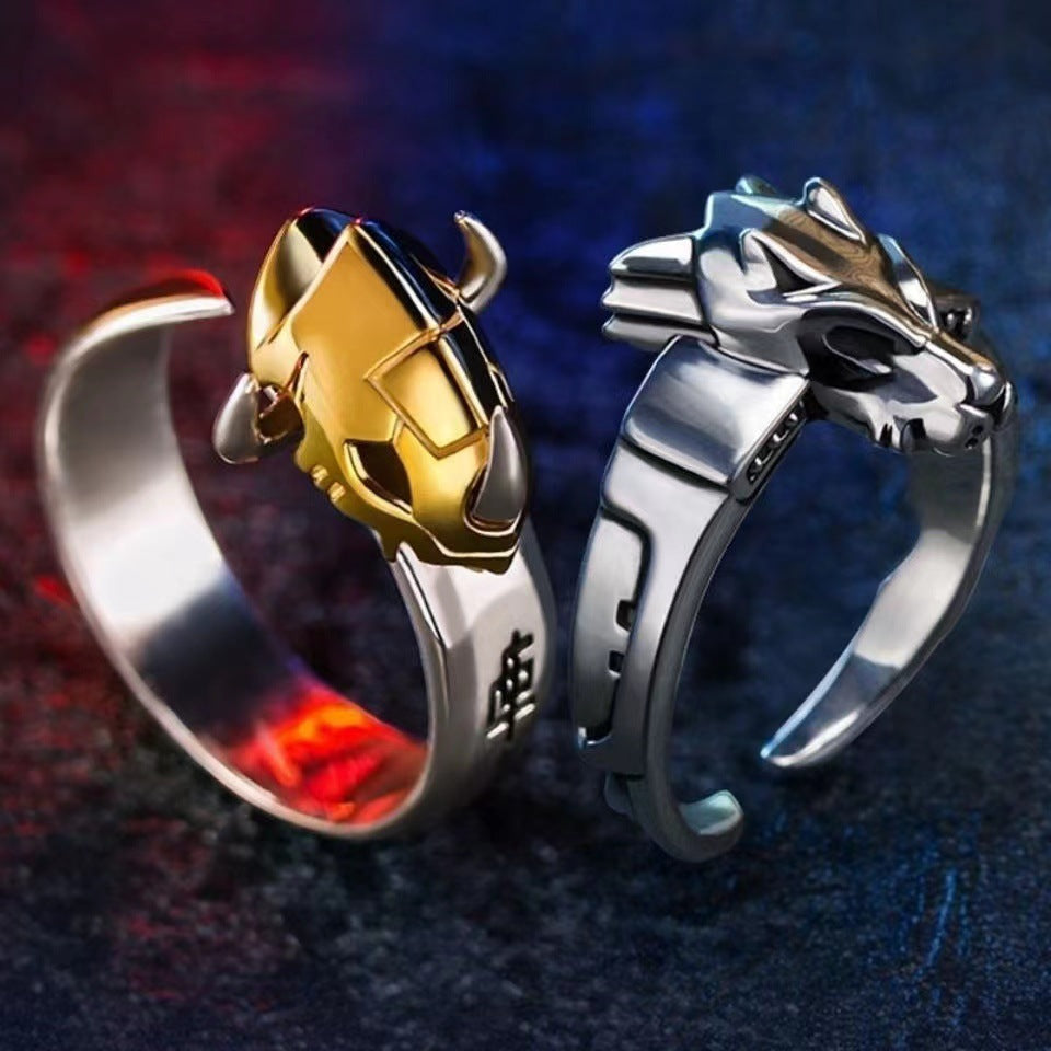 Sweet &amp; Cool Style Digital Monster Ring Dragon Sword Metal Garurumon Anime Ring Couple Matching Rings