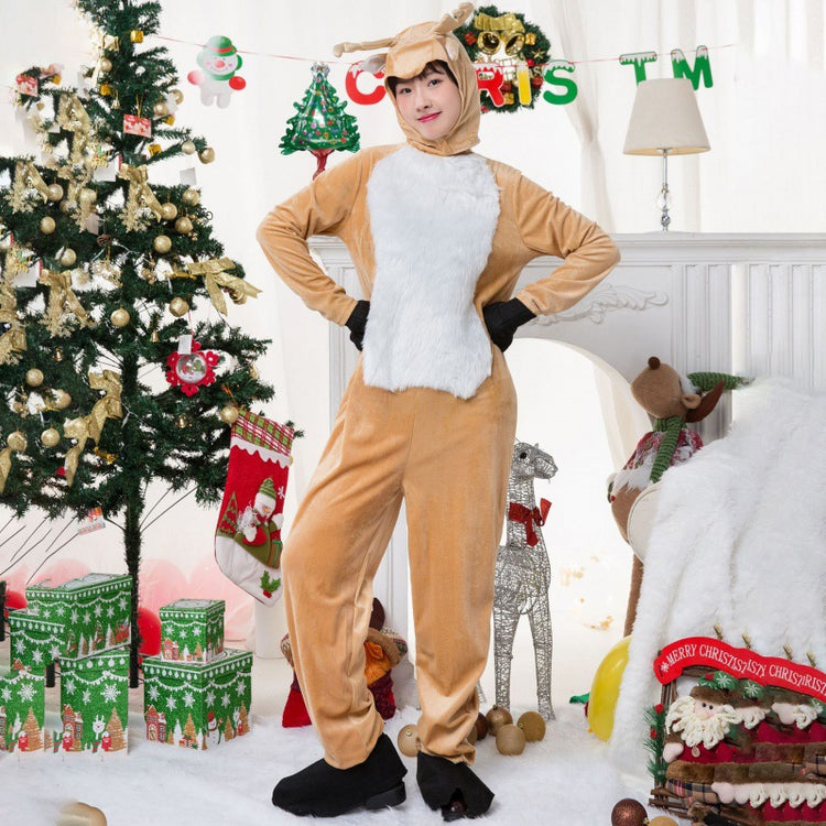 Women's Christmas Reindeer Jumpsuit Costume – Khaki