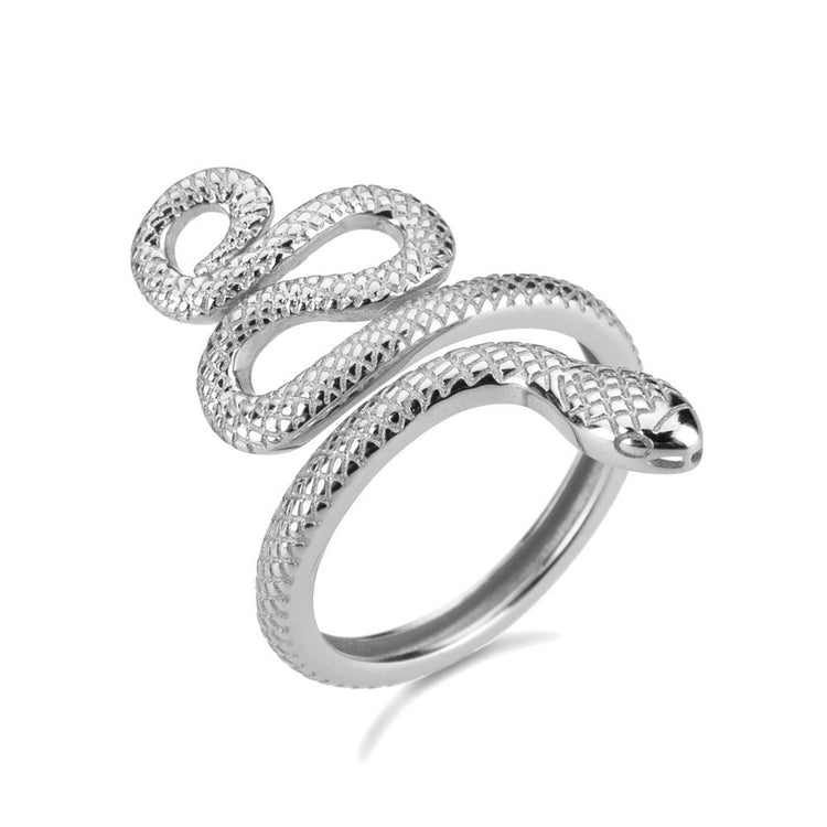 Adjustable Snake-Inspired Open Ring in 925 Sterling Silver