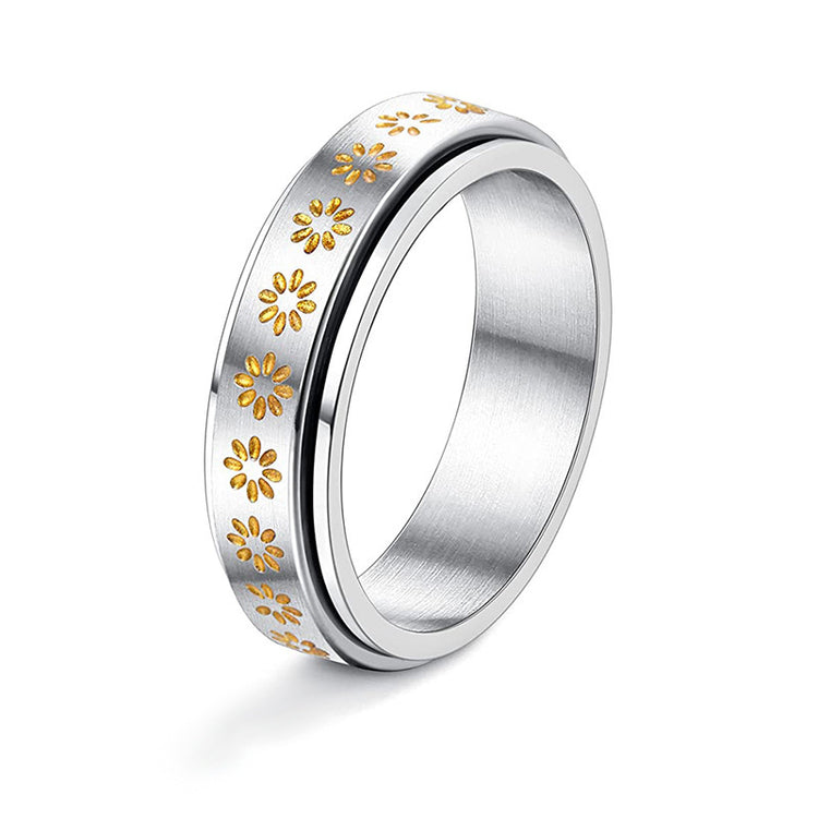 Sunflower Titanium Steel Ring – Four Color Combinations