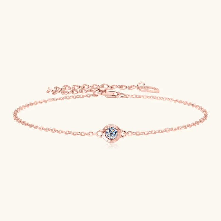 Moissanite Sterling Silver Bracelet – 16.5 cm + 5 cm Extension