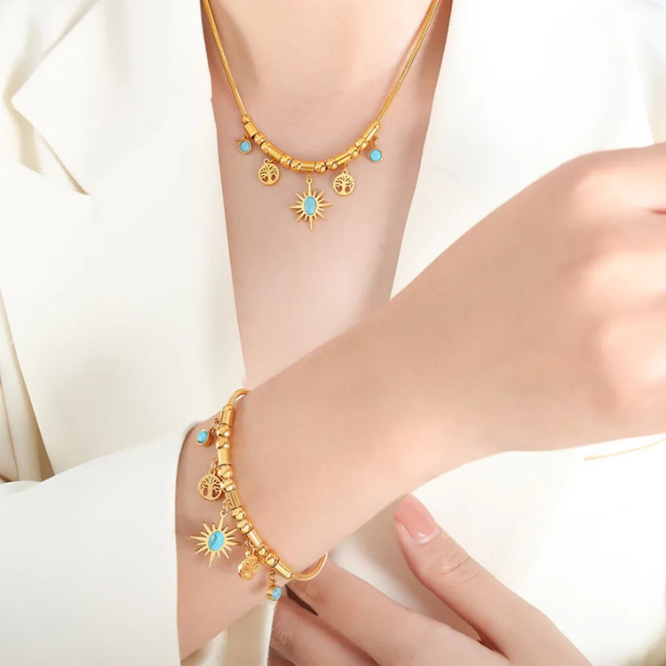 Gold-Plated Titanium Steel Charm Bracelet – 17 cm + 5 cm Extension