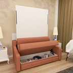 Modern Vertical Murphy Bed with Sofa & Storage | Full Size
