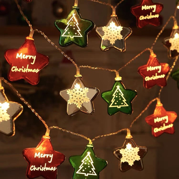 Christmas decoration, colorful lights, flashing lights, string lights, elderly people, snowmen, LED light string, evening scene, Christmas tree arrangement