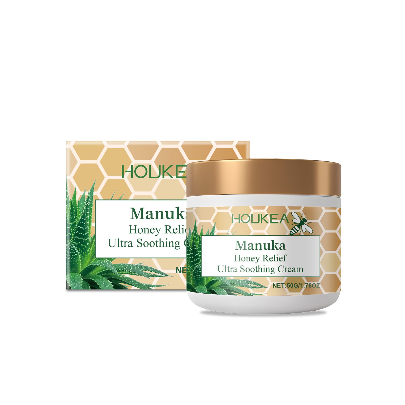 Houkea Honey Skin Soothing Cream Honey Aloe Moisturizing, Nourishing, Cleansing And Soothing Skin Discomfort Care Cream