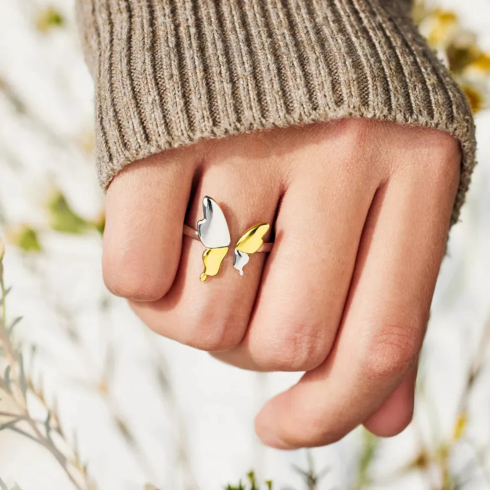 Adjustable Butterfly Ring in 925 Sterling Silver – Gold Tone