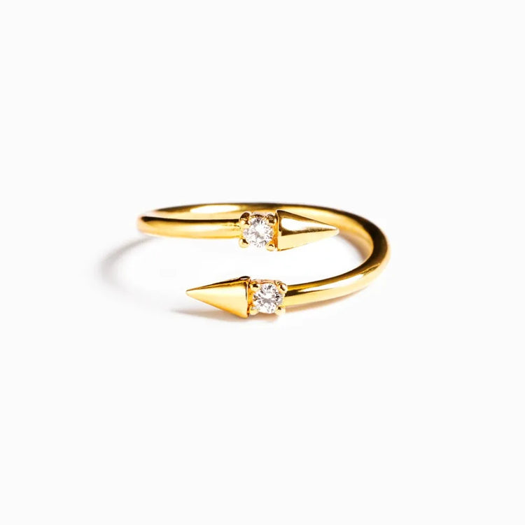 Zircon Bypass Ring in 925 Sterling Silver – Gold Tone