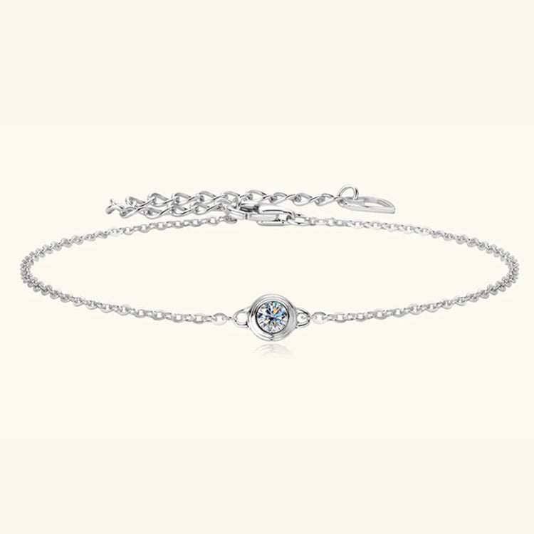 Moissanite Sterling Silver Bracelet – 16.5 cm + 5 cm Extension