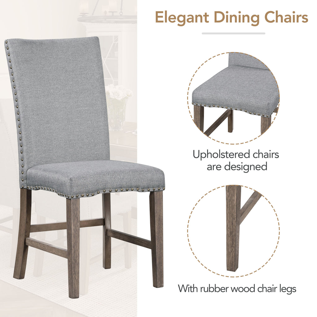 TOPMAX 7-Piece Extendable Dining Set, Golden Brown & Gray