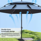 6.6FT Double Canopy Beach Umbrella – UV Protective, Waterproof Sun Shade for Garden, Camping & Fishing