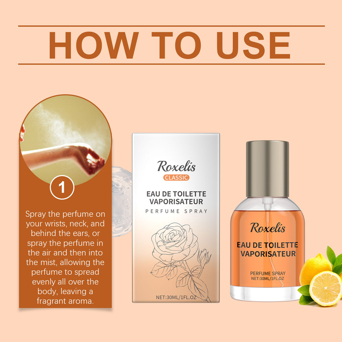Roxelis Amber Cologne Classic Perfume, Lasting Fresh Fragrance Charm Amber Fresh Natural Fragrance Light Elegant Cologne