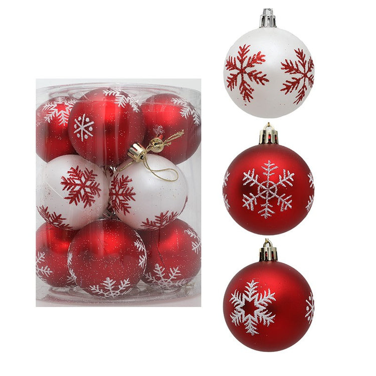 Snowflake Christmas Baubles – 6 cm, Set of 12