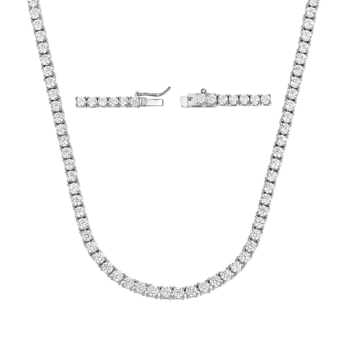 Zirconia Copper Necklace – 4 mm, White Gold Color