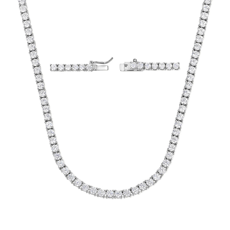 Zirconia Copper Necklace – 4 mm, White Gold Color