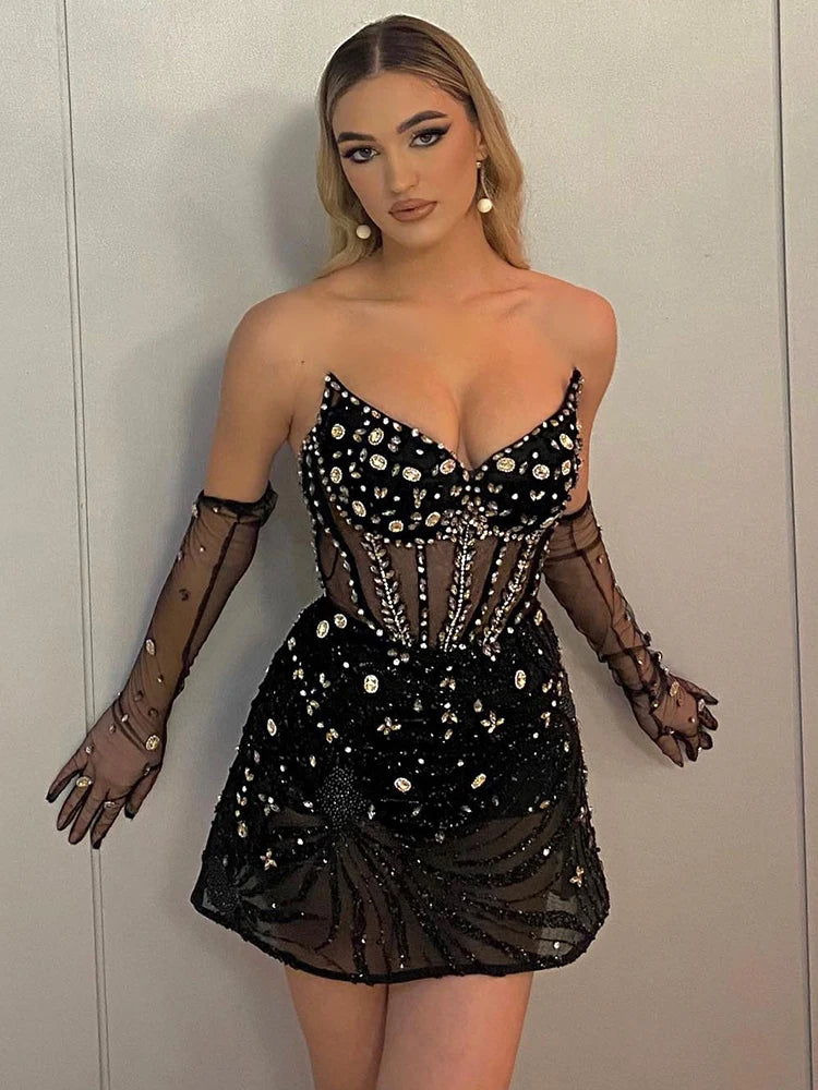 Black Strapless Mini Dress