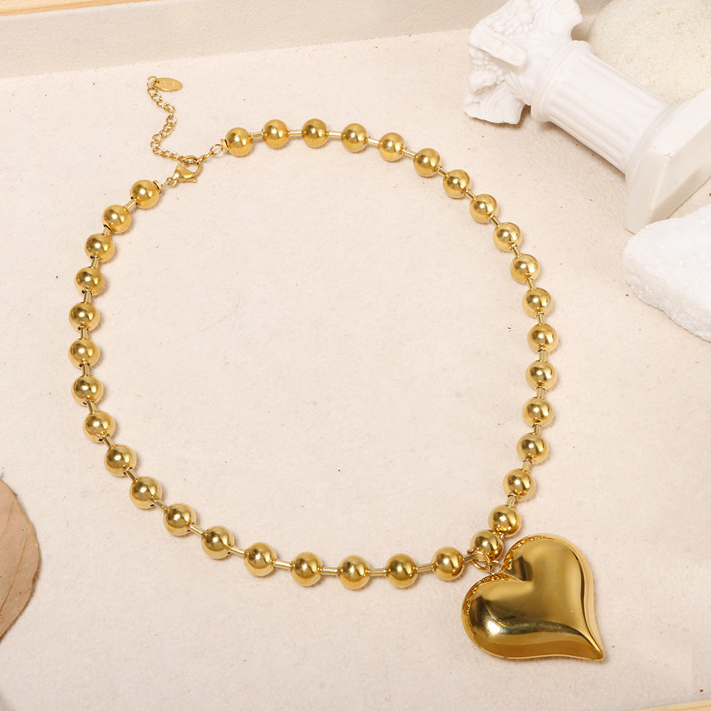 Heart & Bead Stainless Steel Jewelry – Necklace or Bracelet