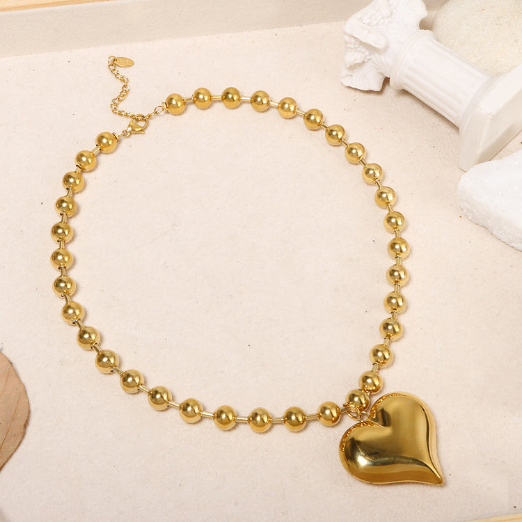 Heart & Bead Stainless Steel Jewelry – Necklace or Bracelet