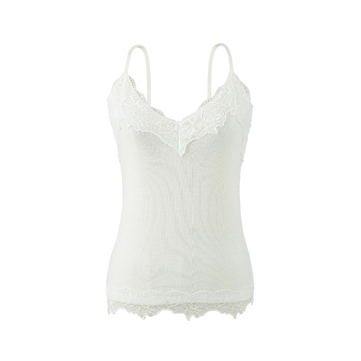 Reversible Wool Blend Camisole with Scalloped Lace Trim  Soft Spring Innerwear Top