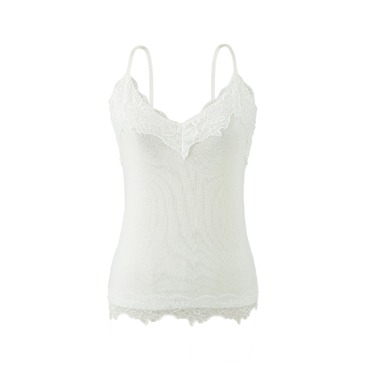 Reversible Wool Blend Camisole with Scalloped Lace Trim  Soft Spring Innerwear Top
