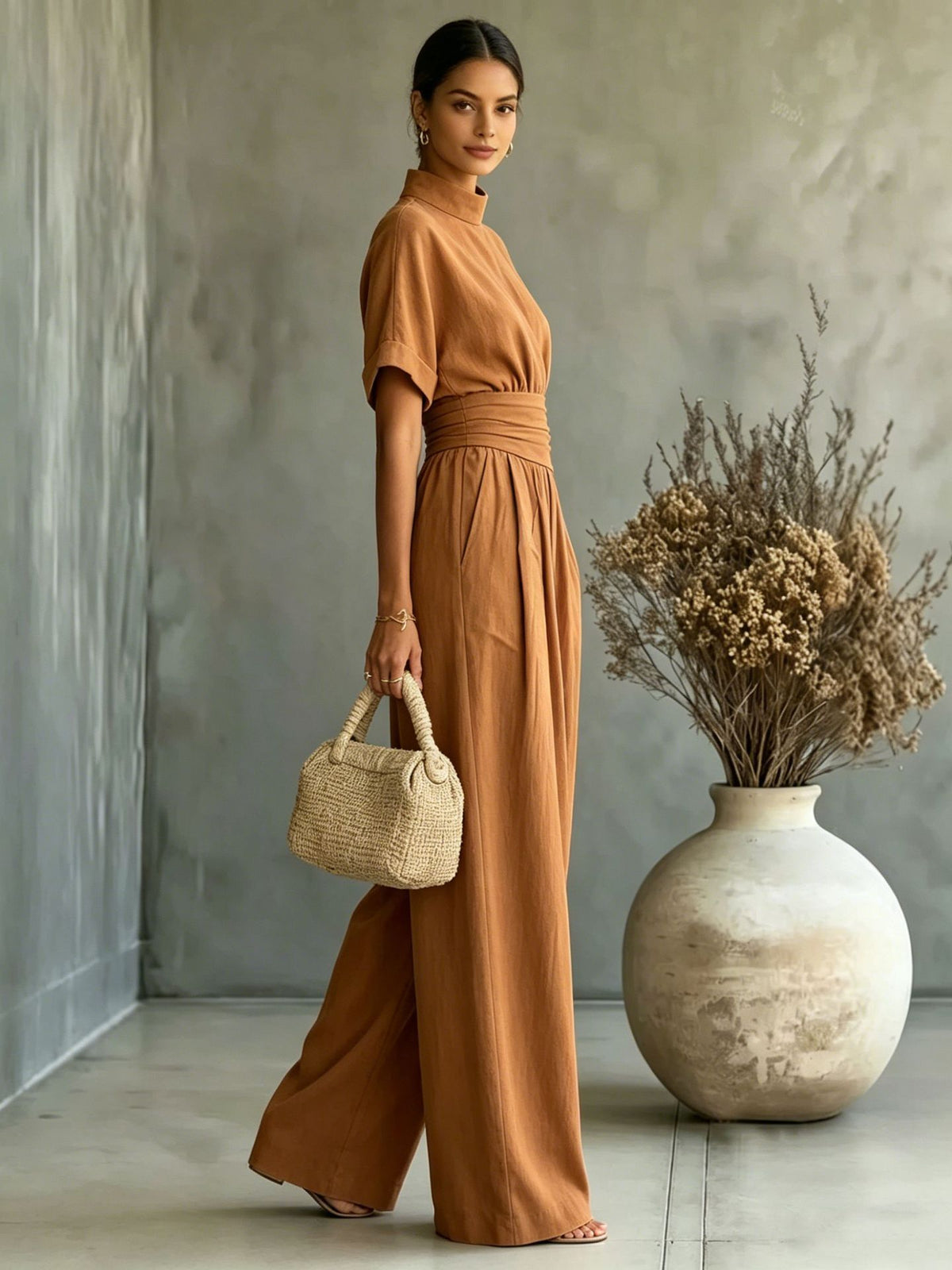 Unisex High-Neck Wide-Leg Jumpsuit