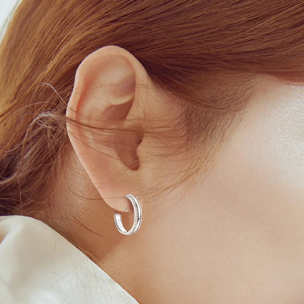 Moissanite Sterling Silver C-Hoop Earrings – 20 mm