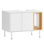 Bathroom sink cabinet, with cat trash can shell, hidden garbage pet bathroom, with partition, wooden cabinet furniture, white