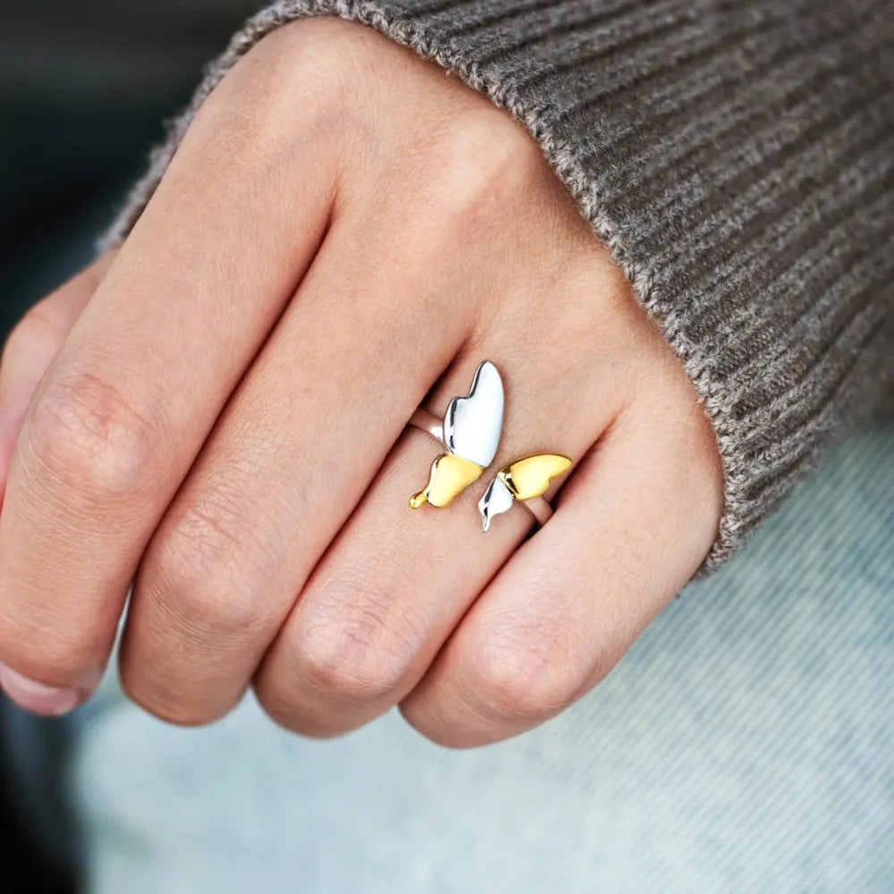 Adjustable Butterfly Ring in 925 Sterling Silver – Gold Tone