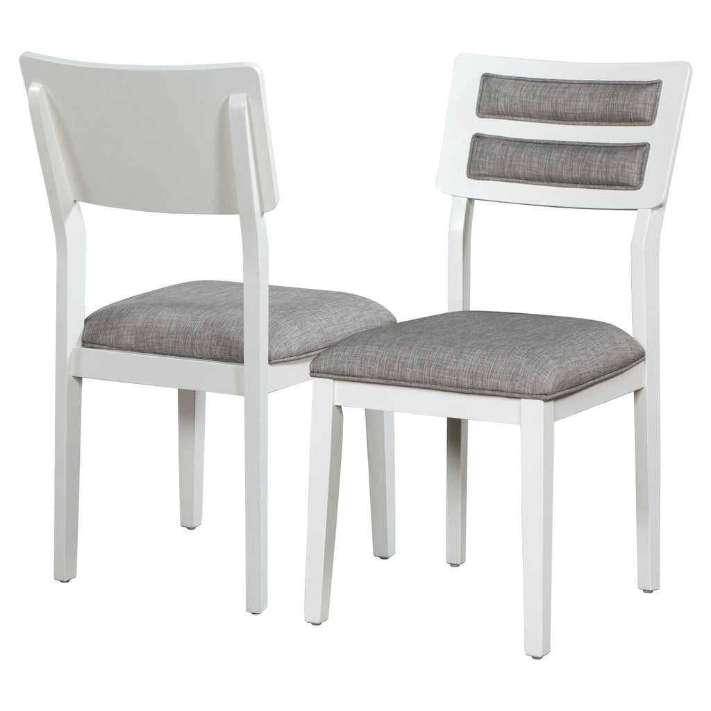 TREXM 6-Piece Dining Set with Table, 4 Chairs & Bench, White & Gray