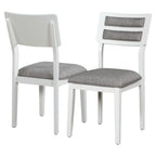 TREXM 6-Piece Dining Set with Table, 4 Chairs & Bench, White & Gray