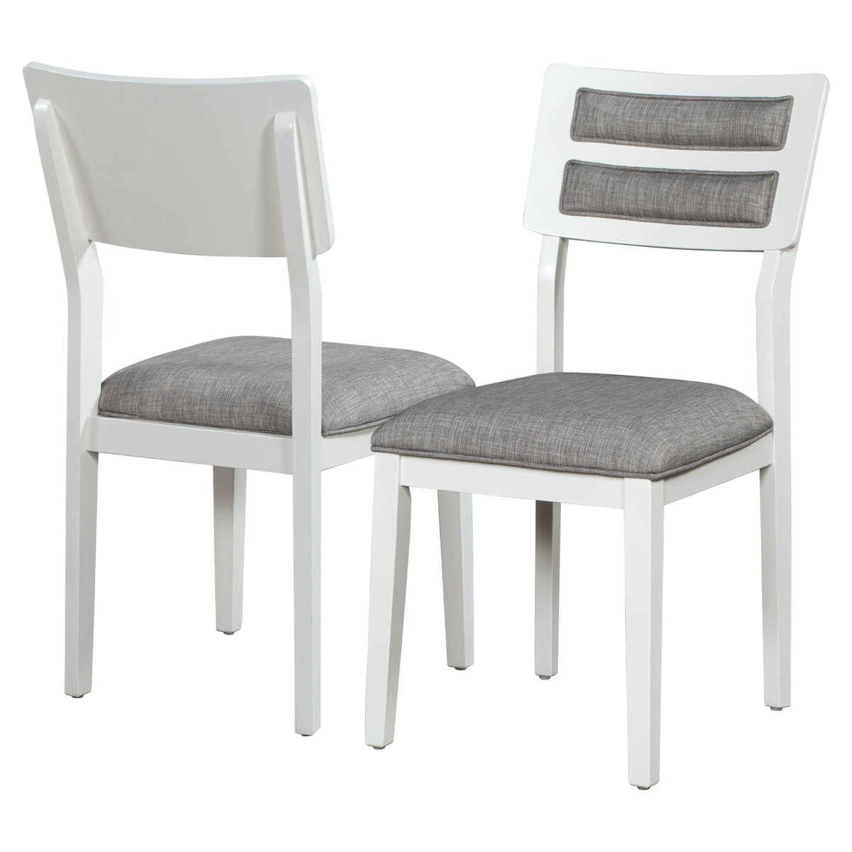 TREXM 6-Piece Dining Set with Table, 4 Chairs & Bench, White & Gray