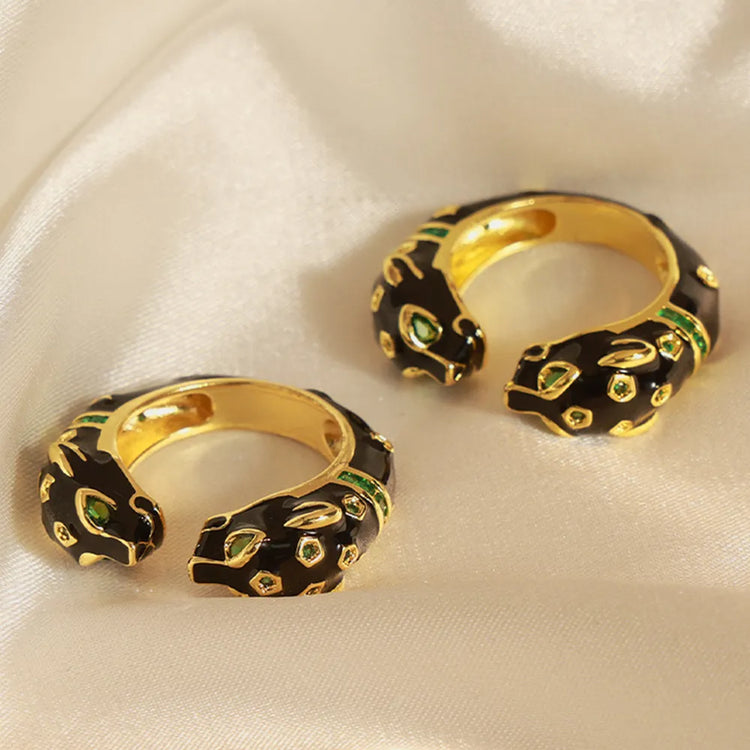 Panther-Inspired Copper Open Ring – Gold Tone