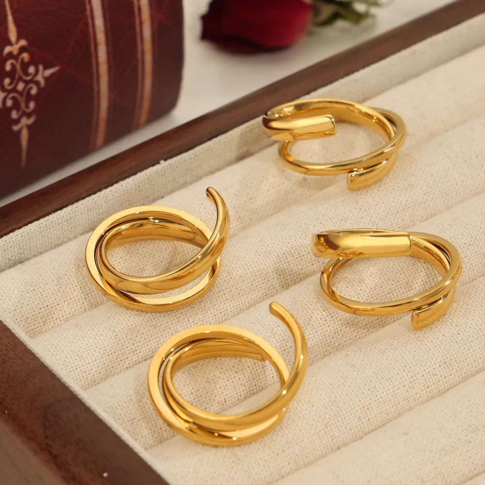 Layered Wrap Titanium Steel Ring – Gold or Silver Tone