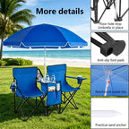 Double Camping Loveseat with Canopy – 600 lb Capacity, Cup Holders & Side Table, Foldable Outdoor Chair for Beach & Park