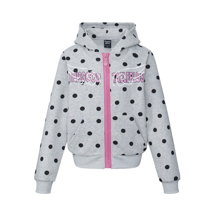Men's Casual Streetwear Color-Block Polka Dot Hooded Zip-Up Cardigan Sweatshirt Jacket