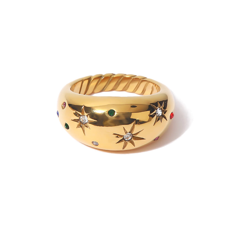 Hexagram Stainless Steel Ring – Gold Tone